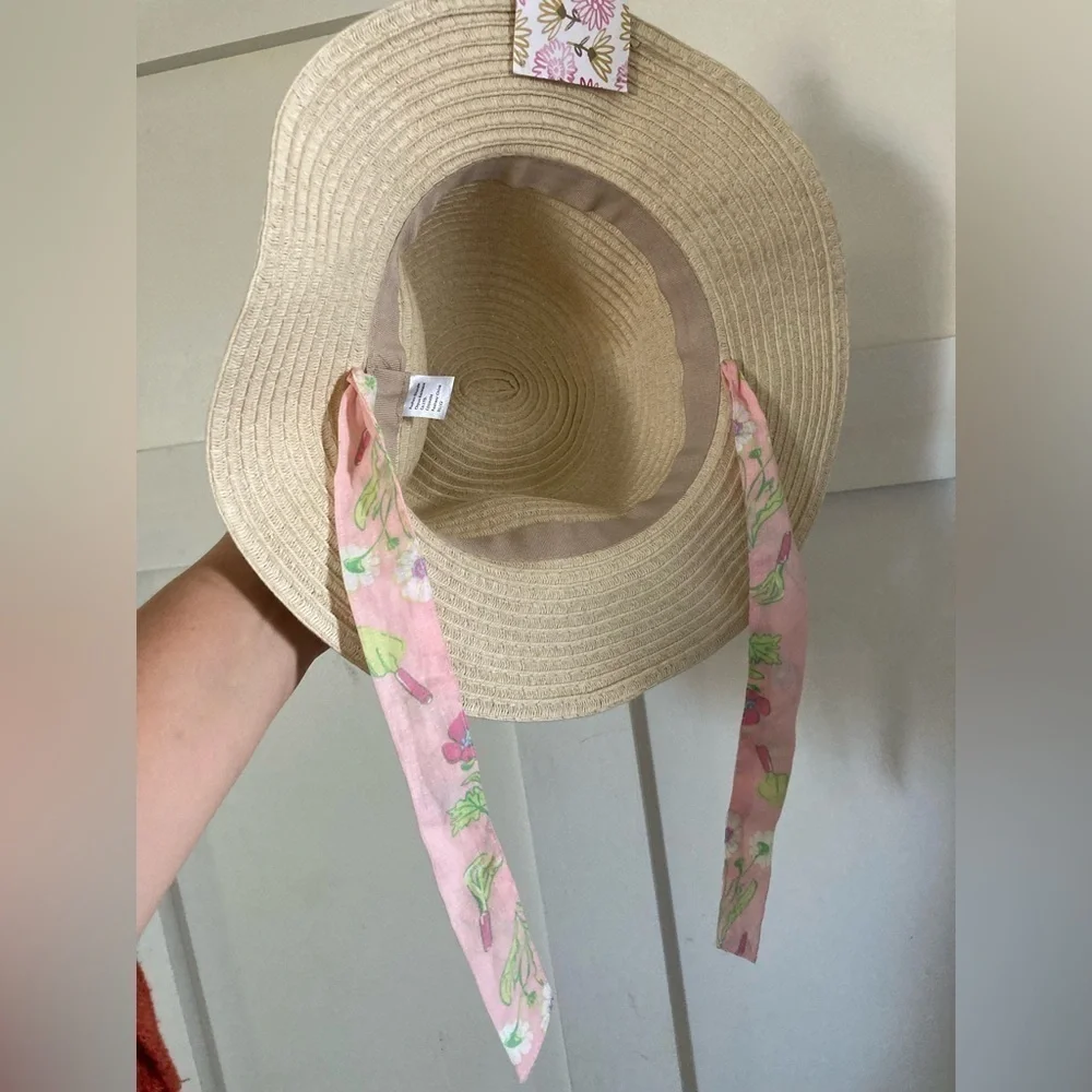 Nwt Sigrid Olsen kids sun hat floral chin tie strings
